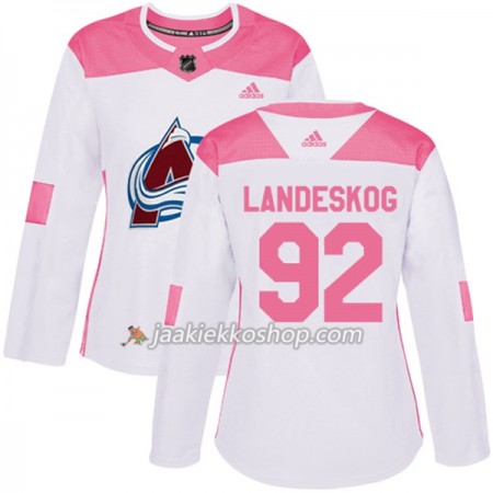 Nainen NHL Colorado Avalanche Pelipaita Gabriel Landeskog 92 Adidas 2017-2018 Valkoinen Vaaleanpunainen Fashion Authentic